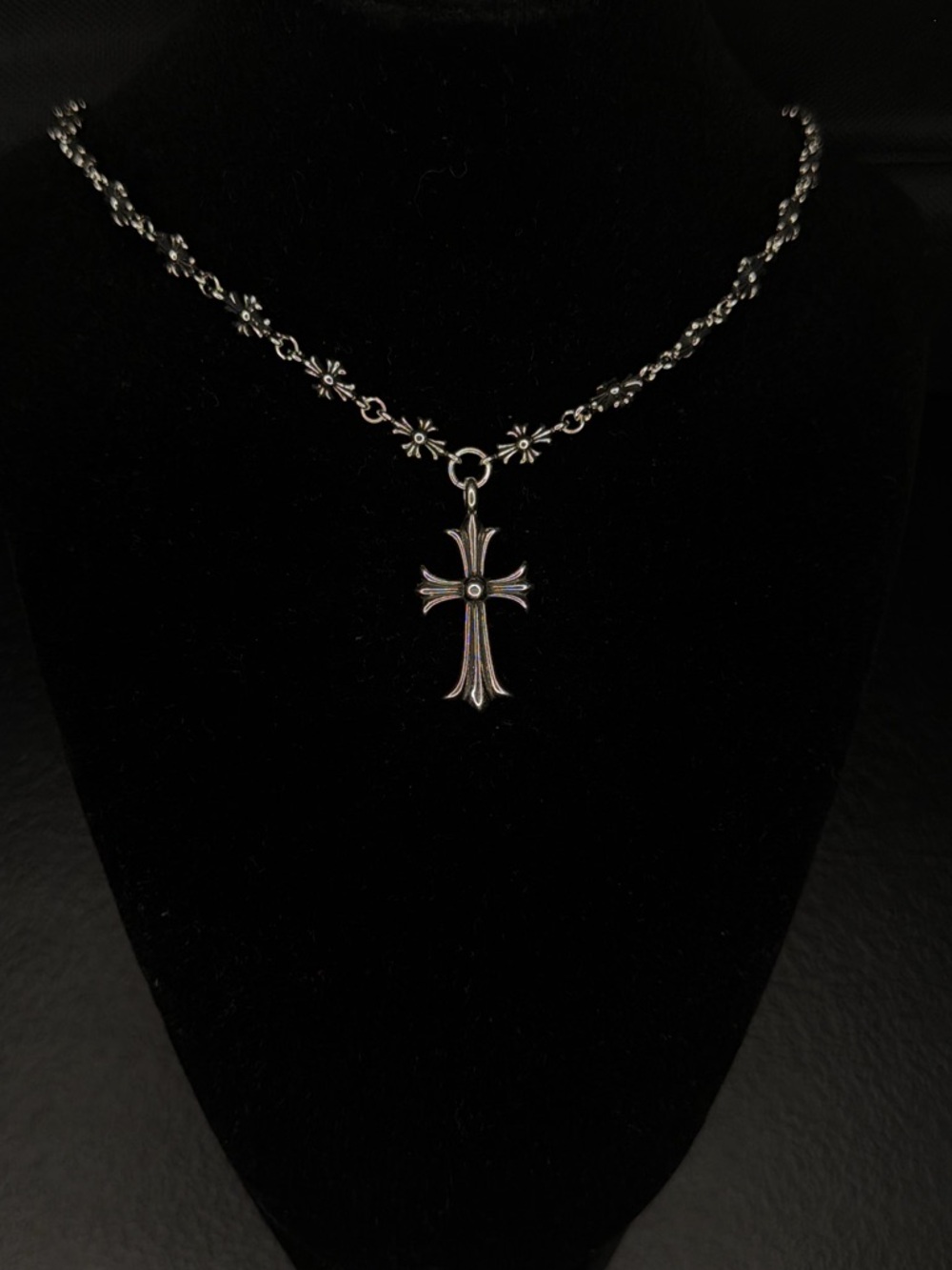 Chrome Hearts Floral Cross with Mini Floral Cross Detailed Chain Unisex Necklace